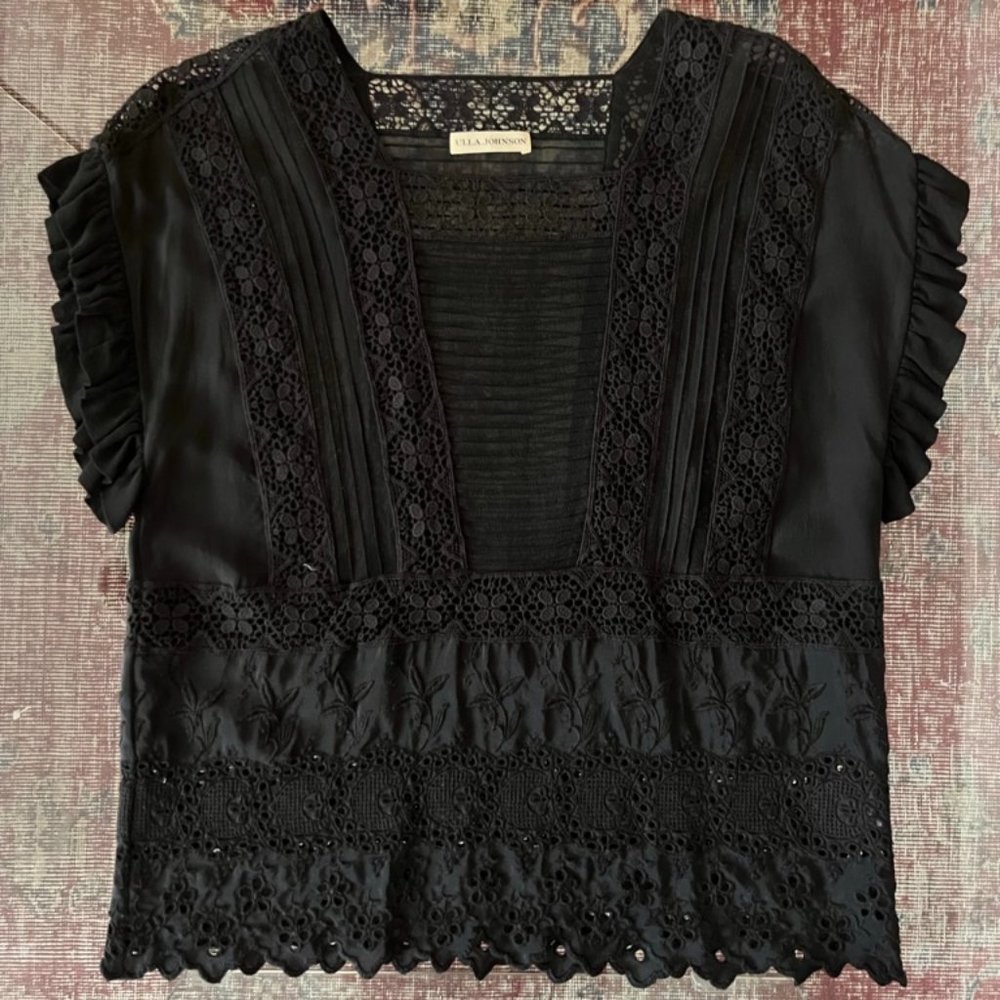 Ulla Johnson Black Crochet Blouse
